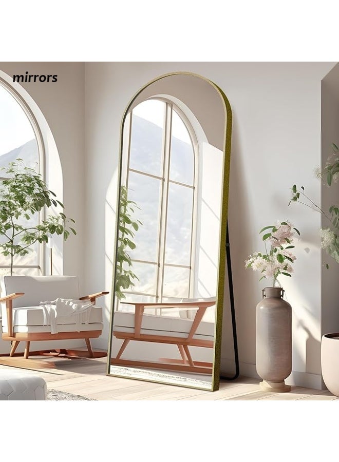 Vphom Arched Full Length Floor Mirror 170×60cm (67"×23.6") with Gold Pollen Aluminum Frame, Full Body Wall-Mounted or Leaning Mirror with Stand – Modern Vertical Accent Mirror for Bedroom, Dressing Room, Living Room & Hallway - Image 2